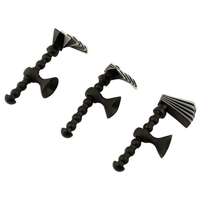 Three black color-coded auto panel gap gauges with flexible arms and suction pads for measuring gaps without scratching surfaces.