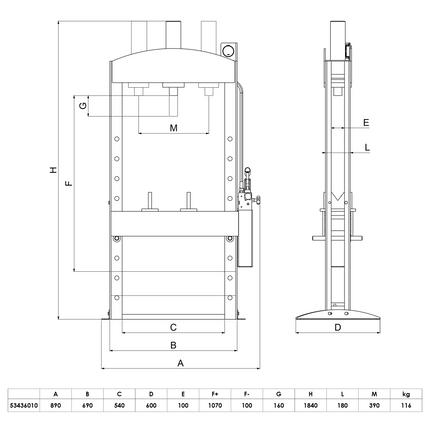 53436010 - Silver Series 15T Hydraulic Workshop Press