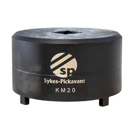 A black Sykes-Pickavant KM20 socket tool designed for tightening and loosening lock nuts.