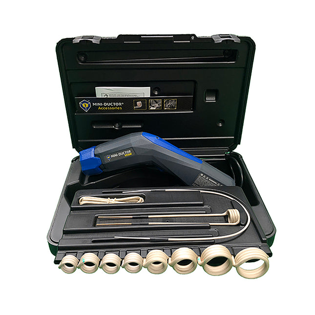 Venom Induction Heater, deluxe kit with 11 coils shown in robust storage case.