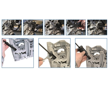 images showing the process of extracting using the 08596800 tool on an engine